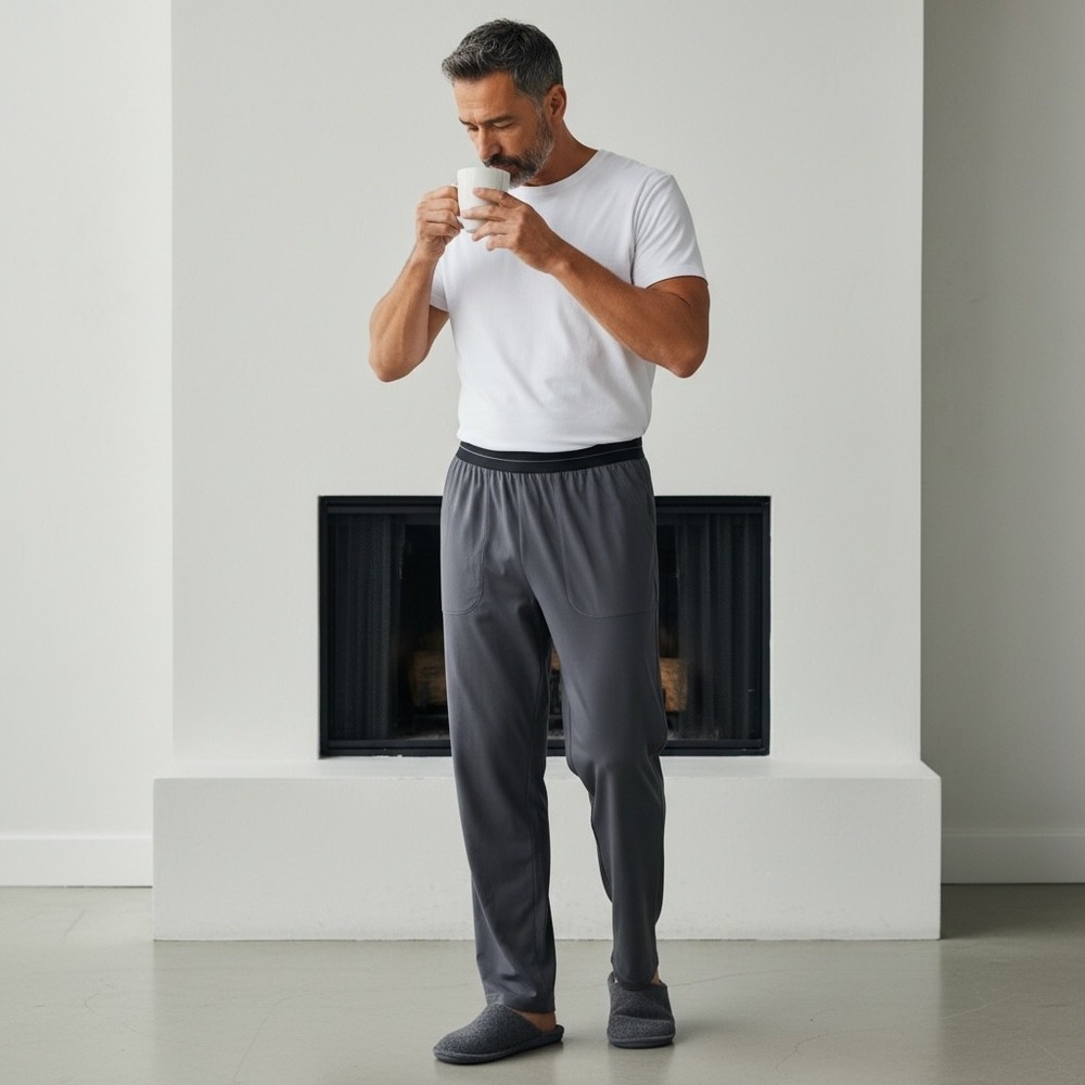 David Archy Mens Lounge Pants Charcoal Grey Cotton Spandex Pajama Bottoms Size S